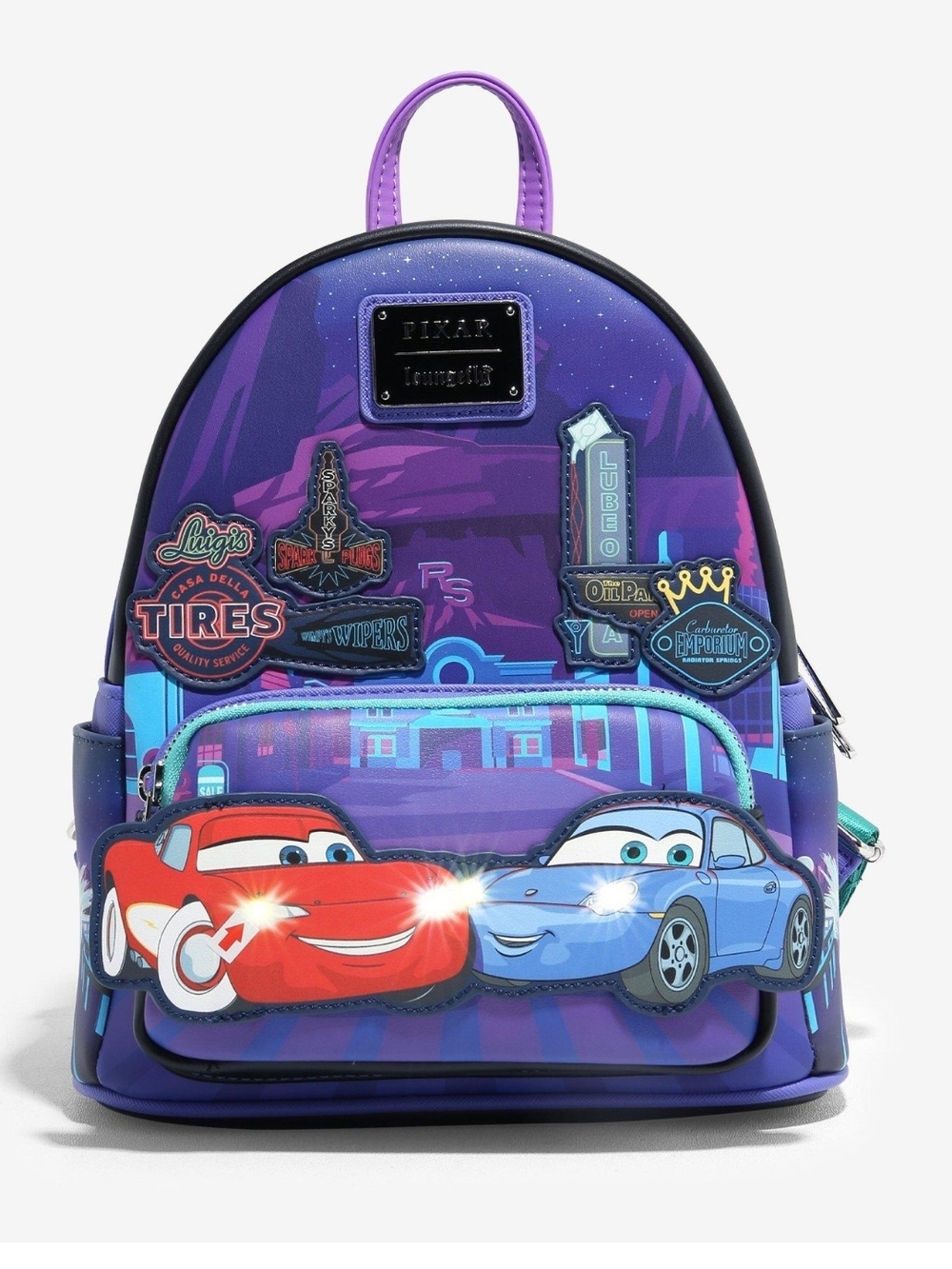 Loungefly Pixar Cars Light Up Purple Mini Backpack BNWT